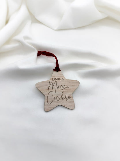 Adorno Estrella Familia - Blanco y negro 3D
