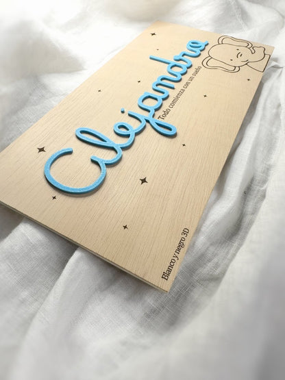 Cartel Infantil - Blanco y negro 3D