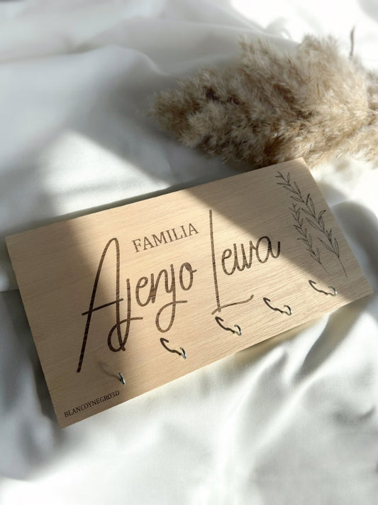 Cuelga llaves Natural - Blanco y negro 3D