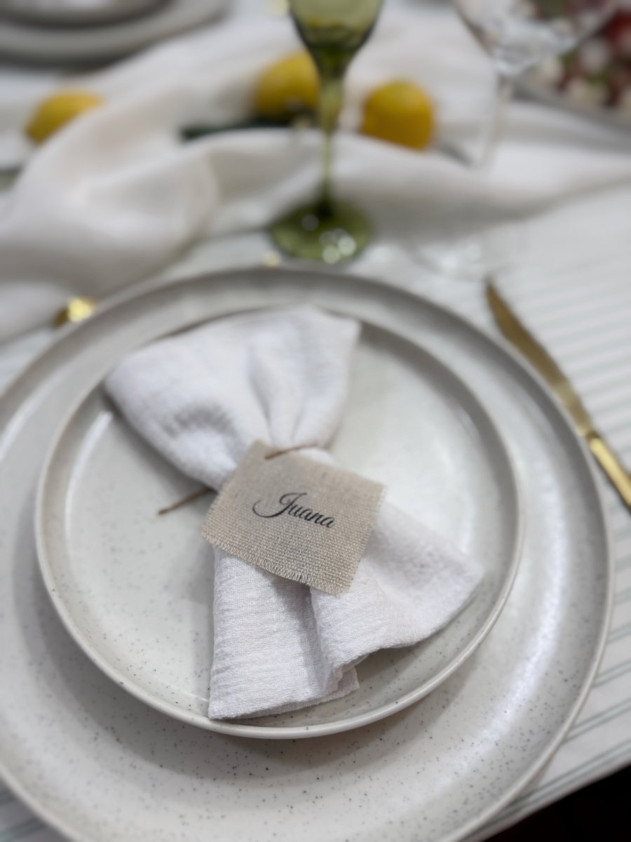 Etiquetas de lino - Blanco y negro 3D