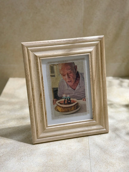 Foto en lino con marco de madera - Blanco y Negro Atelier