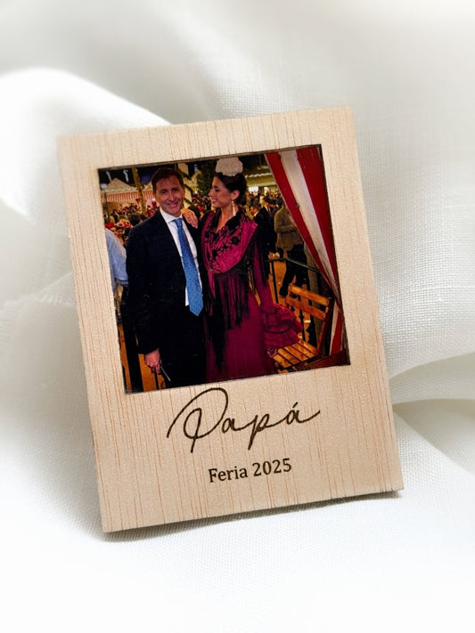 Imán personalizado de madera - Blanco y negro 3D