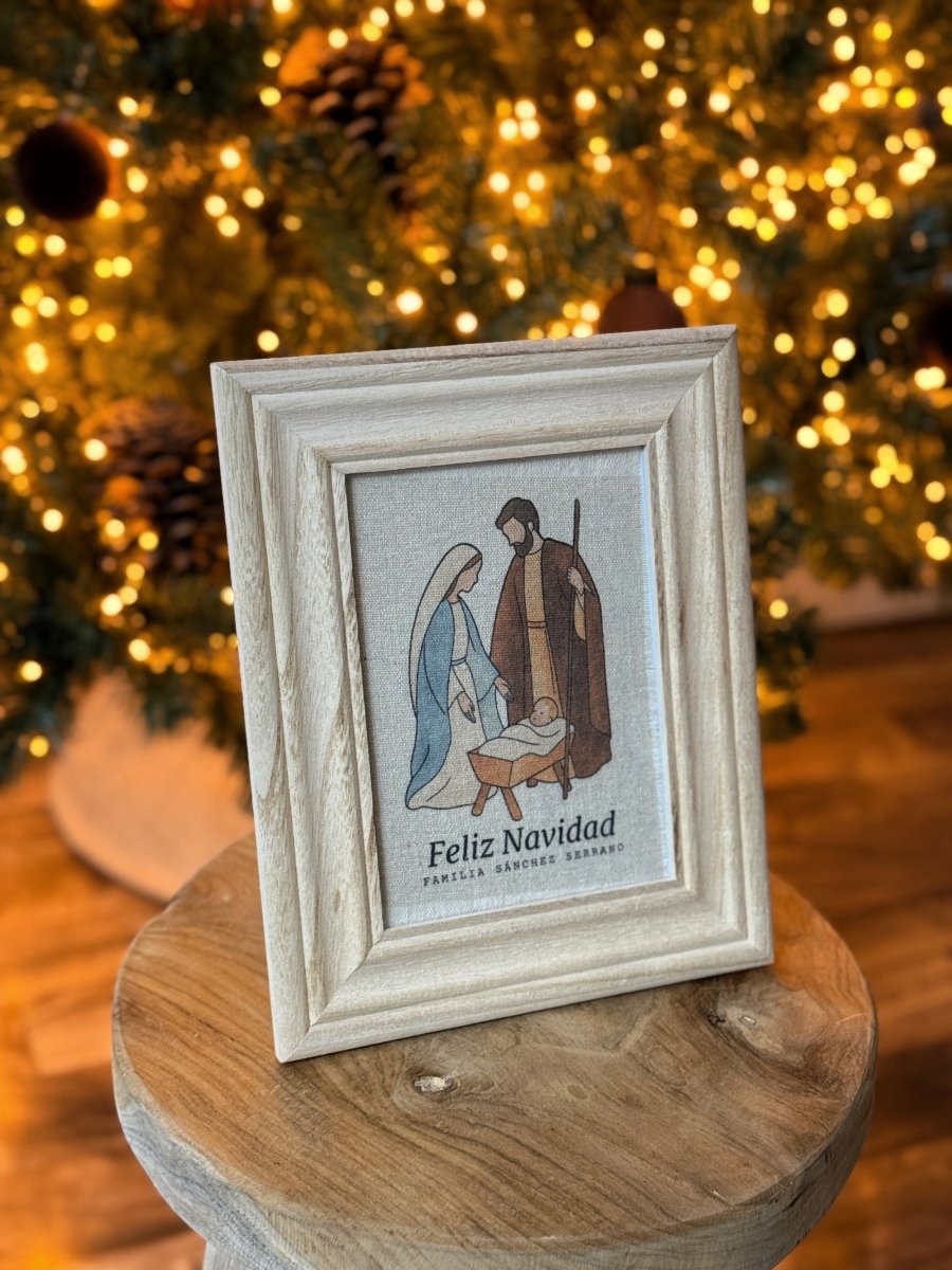 Lámina Nacimiento en Lino - Blanco y Negro Atelier