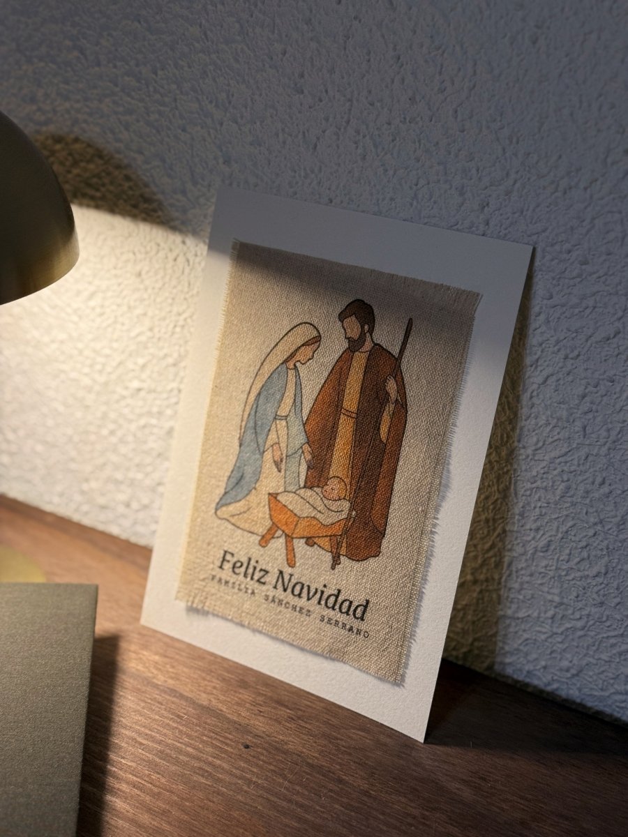 Lámina Nacimiento en Lino - Blanco y Negro Atelier