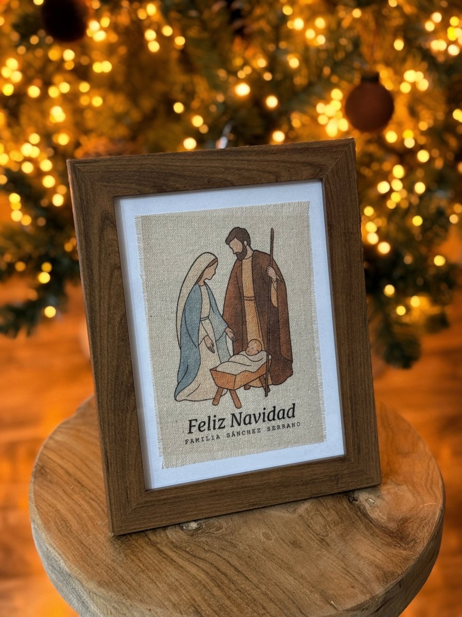 Lámina Nacimiento en Lino - Blanco y Negro Atelier