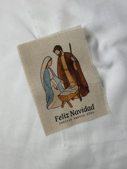 Lámina Nacimiento en Lino - Blanco y Negro Atelier