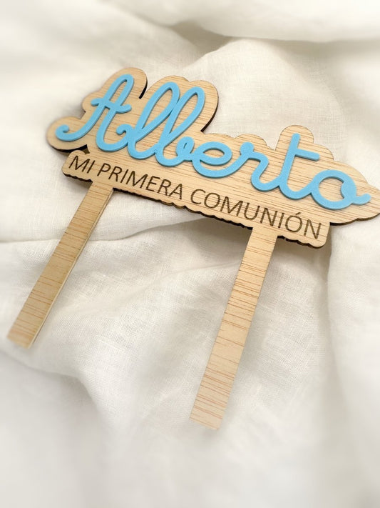 Topper Celebración Infantil - Blanco y negro 3D